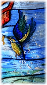 kingfisher by stained glass artist Jude tarrant